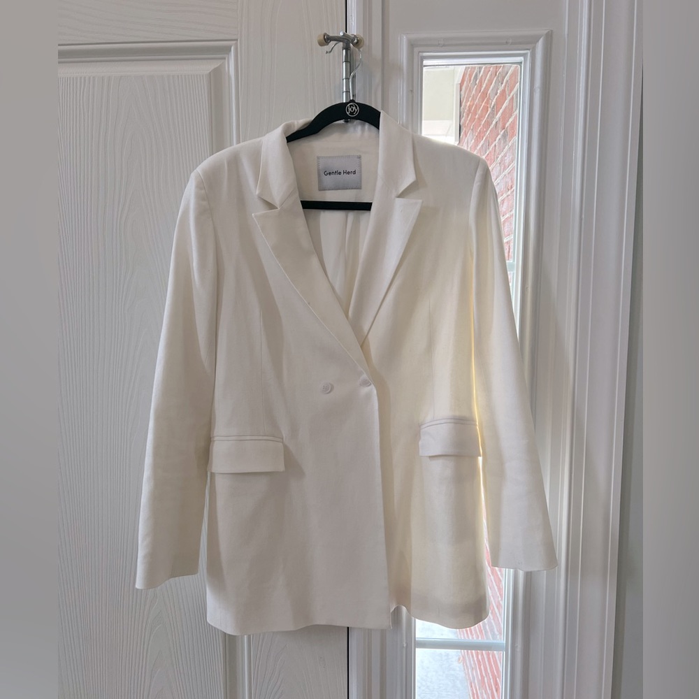 Gentle Herd White Linen Blazer sz L